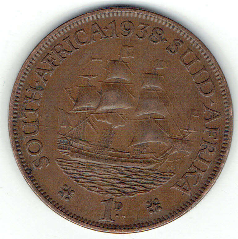 1938 UNION of S A 1 Penny in EF Grade