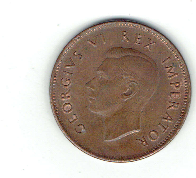 1941 UNION of S A 1/2d in AU grade but reverse has been cokoured