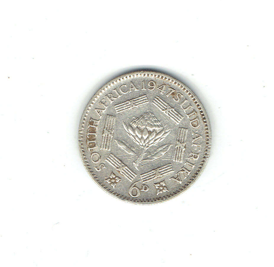 1937 Union of S A 6d silver in EF grade