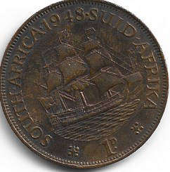 1948 UNION of S A 1 Penny in EF grade