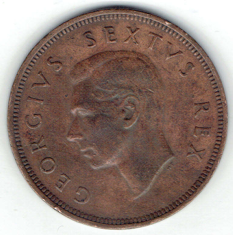 1951 UNION of S A 1 Penny in AU/EF grade