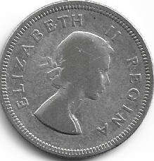 1953 UNION of S A 2 shillings 50% silver in VF grade