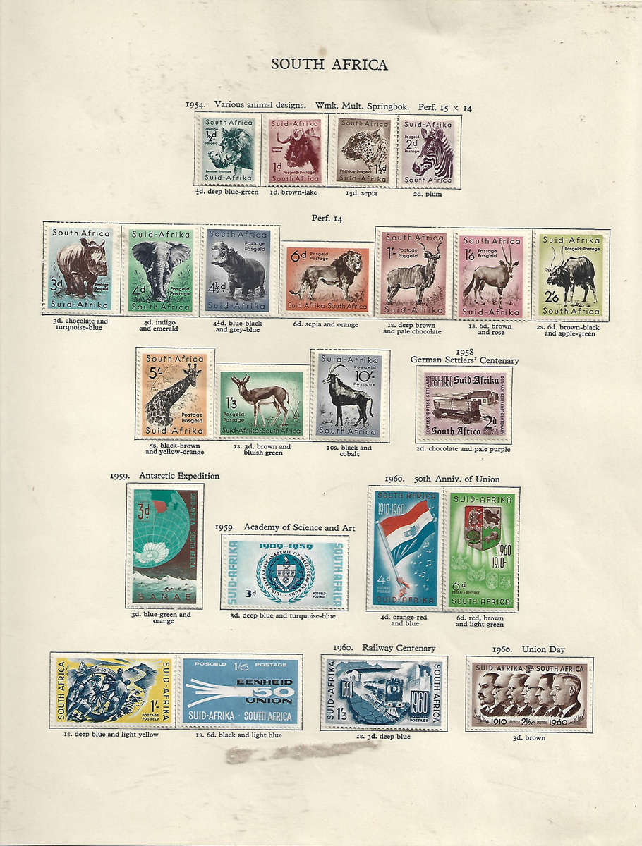 1954-1959 UNION of  S A Full set of MNH singles CC 150-163,167,177-183 CV R1113