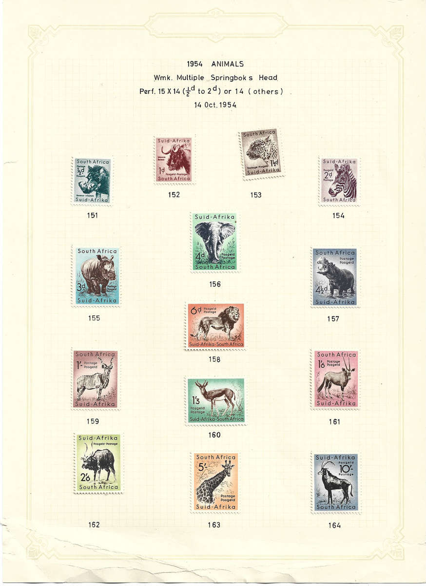 1954 UNION of S A used and MLH sets of singles CC150-163 CV  R1070