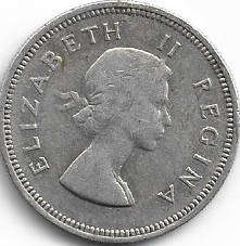 1959 UNION of S A 2 shillings 50% silver in VF+ grade