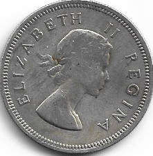 1960 UNION of S A  2 shillings 50% silver in EF grade