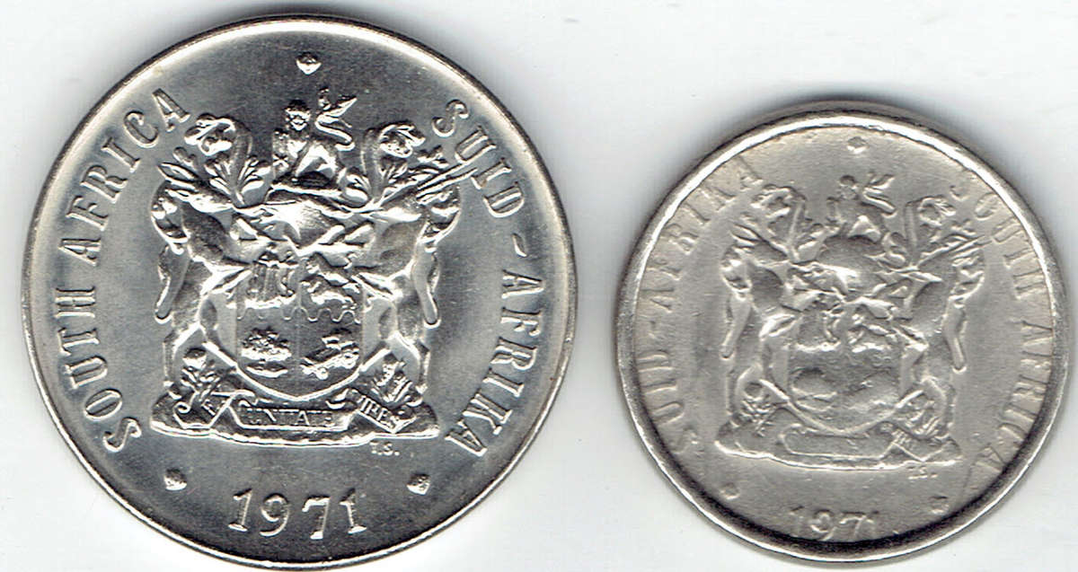 1972 R S A 50c and 20c in UNC grade
