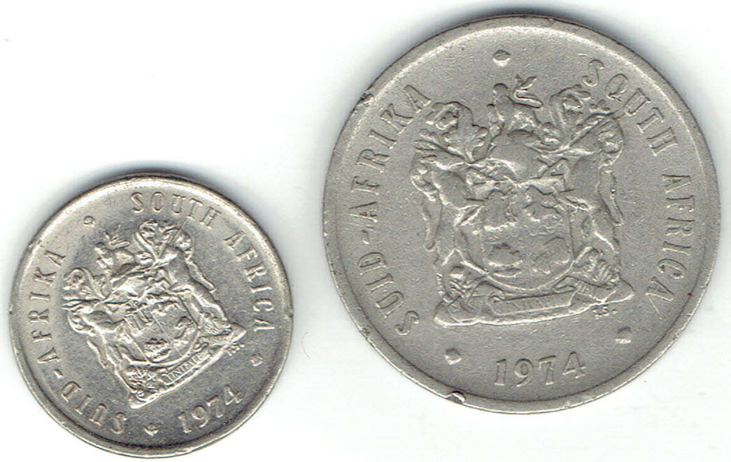 1973 R S A 5c and 20c in EF grade