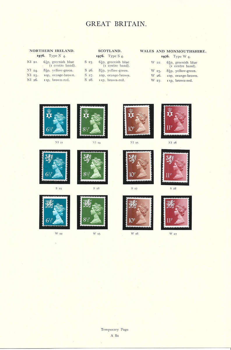 Great Brittain Q E ll diff values MNH singles on alb pages see scan