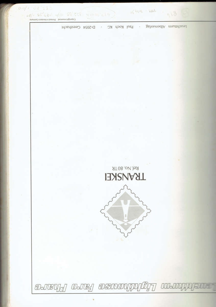 1976-90 R S A  Lighthouse Album with 4 Homelands MNH singles & Min S Preprinted - 100 pages