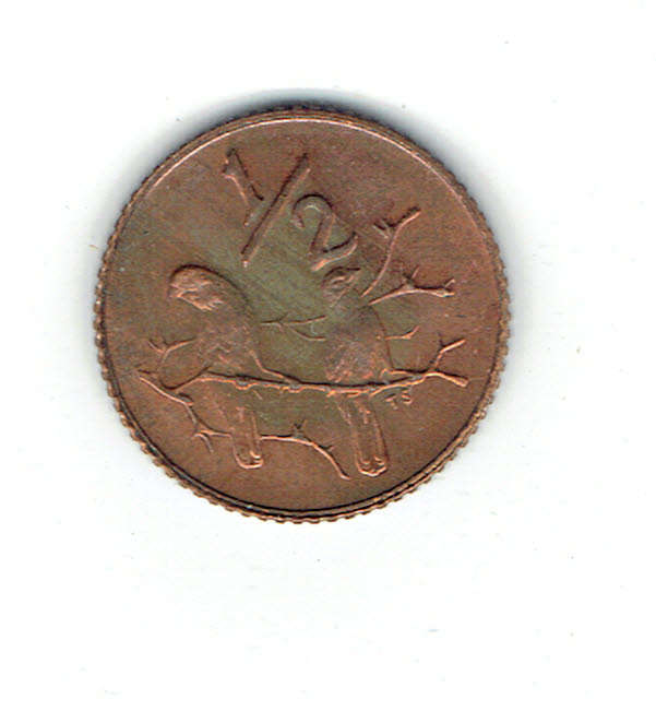 1980 R S A 1/2cent in Proof grade Bronze