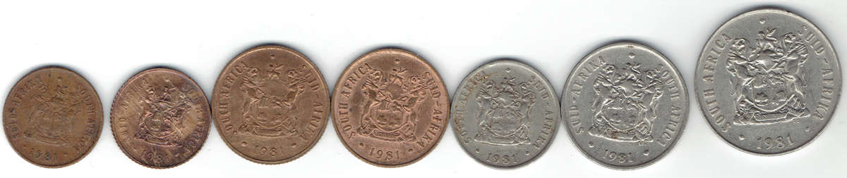 1981 R S A  1c x 2,2c x 2, 5c, 10c, 20c all in EF grade