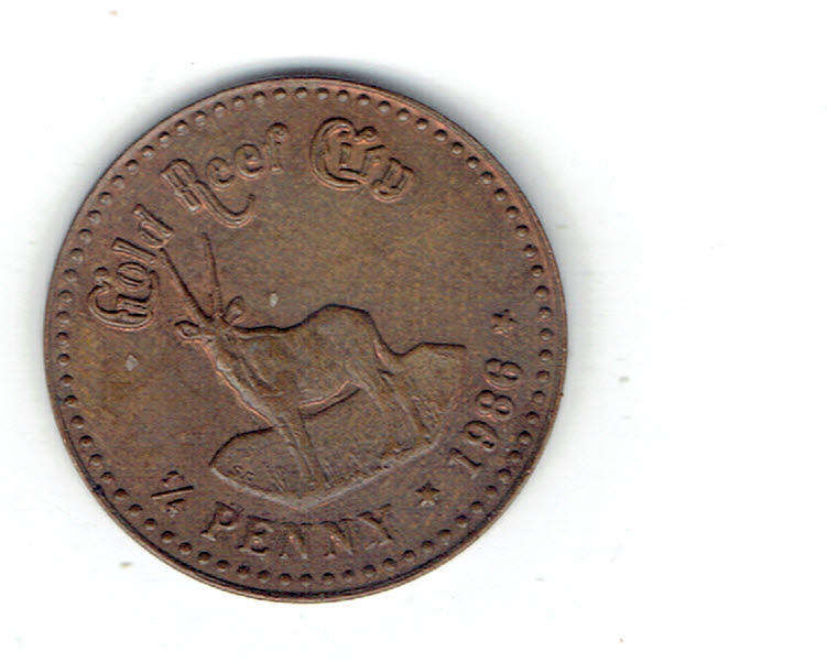 1986 Goldreef City farthing in UNC grade