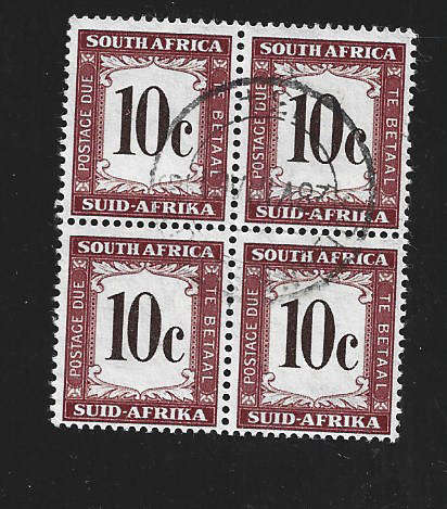 1960 R S A 10c Postage Due used block of 4 CC49 CV R600