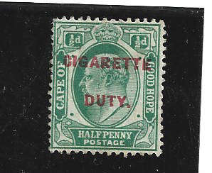 1902 COGH K E Vll 1/2d MLH  single Over printed in RED