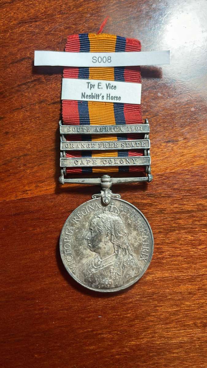 QSA - Queen South African Medal - Trooper E Vice - Nesbitt's Horse