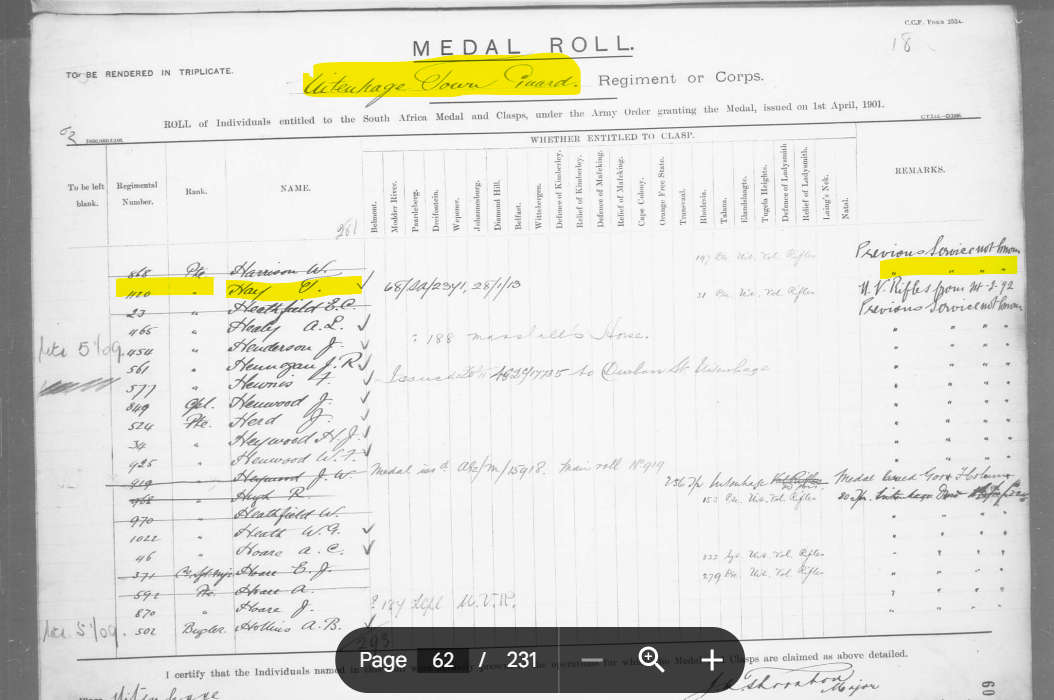 R1 Starting Price - QSA Queen SA Medal - PVT T Hay - Uitenhage Town Guard (with silver medal brooch)
