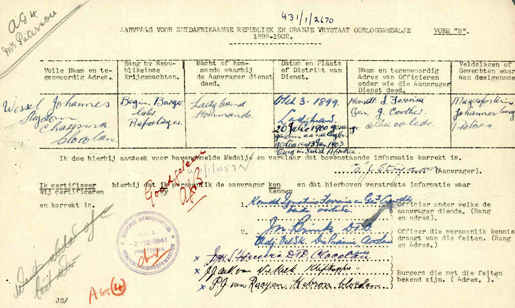 ABO - Anglo Boer War Medal - Burger W.J. Strydom (Rapportryer)