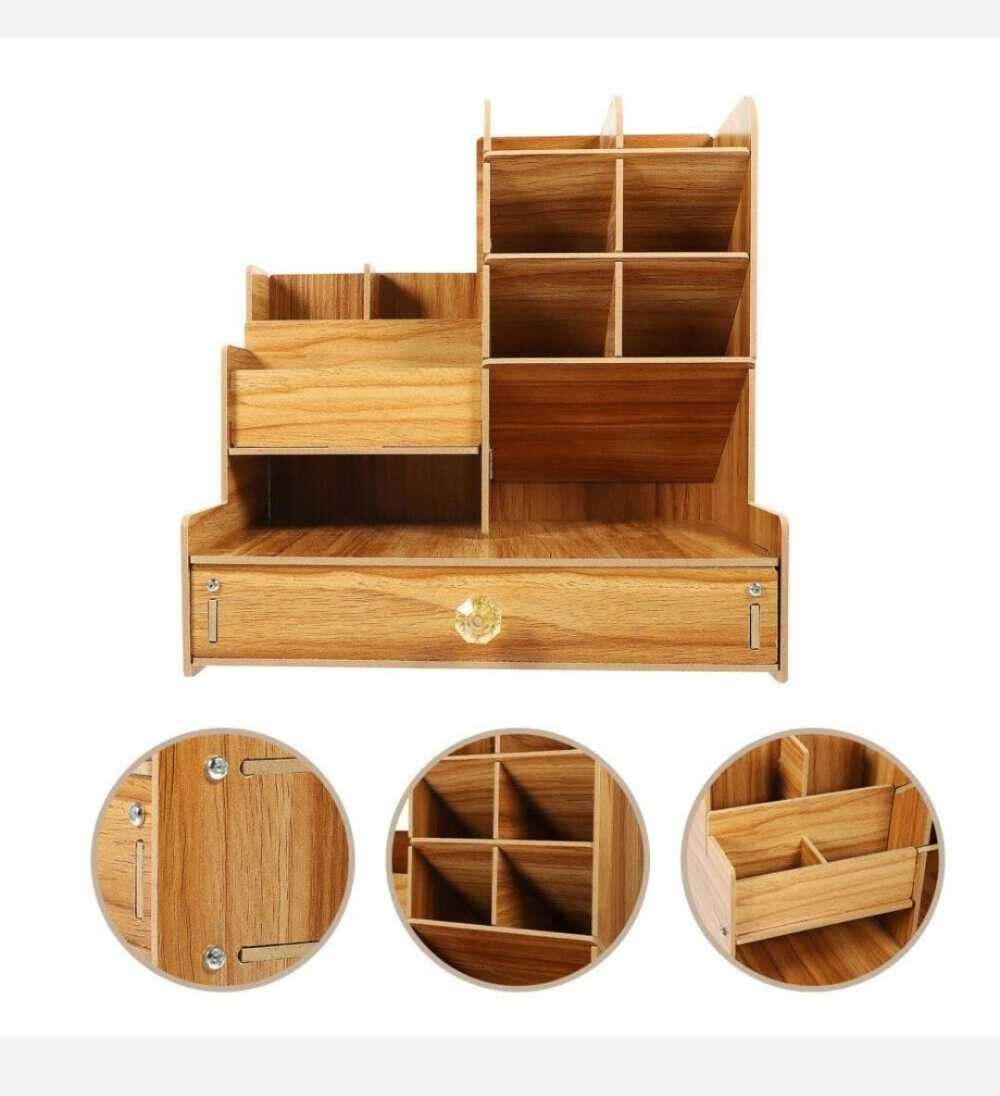 *Eco-friendly Wooden Desktop Organizer with bookshelf