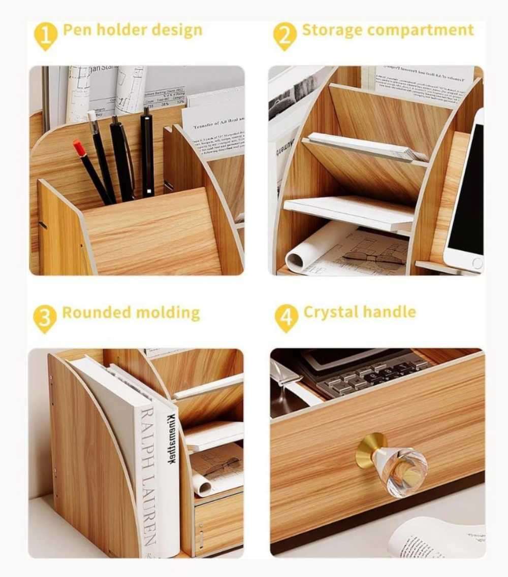 Multi-Functional Wooden Desktop Organiser - Design 8