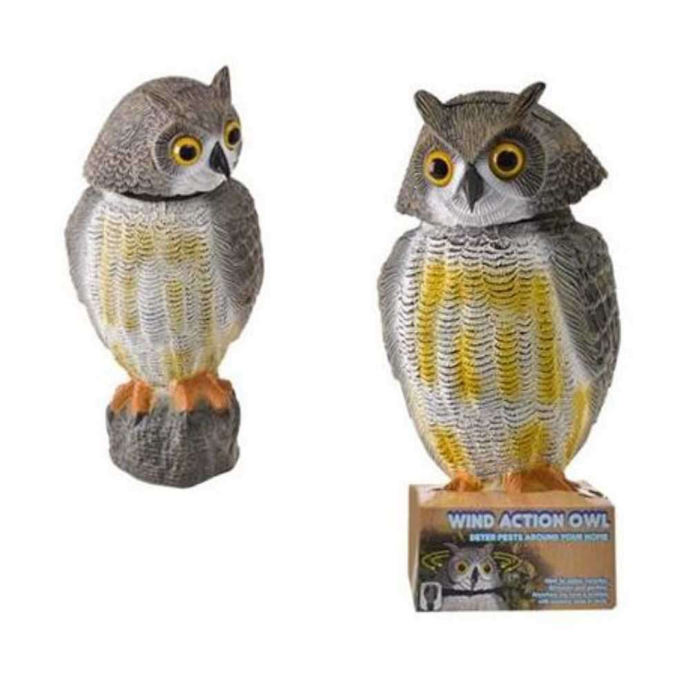 Wind Action Owl Decoy Garden Bird Repeller Scarer