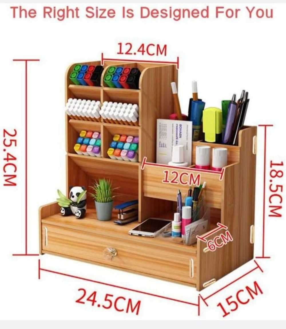 *Eco-friendly Wooden Desktop Organizer with bookshelf