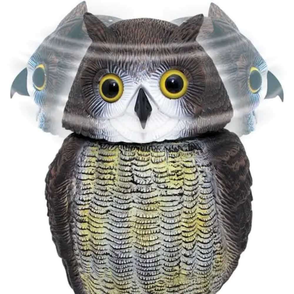 Wind Action Owl Decoy Garden Bird Repeller Scarer
