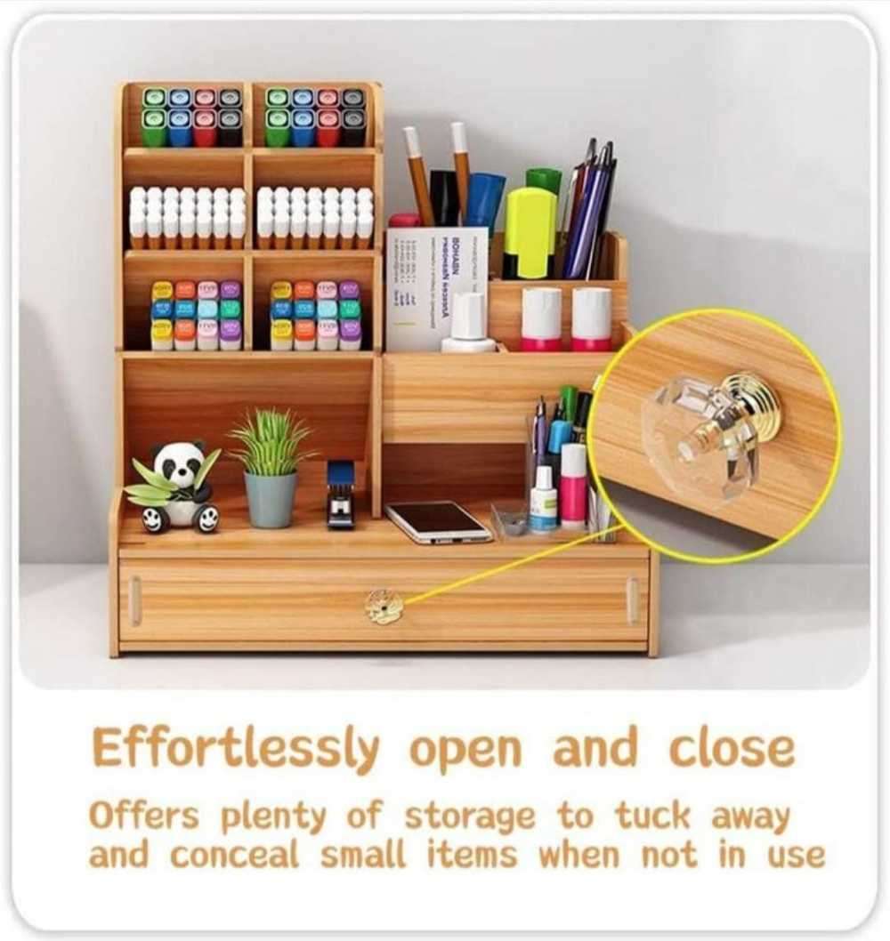 *Eco-friendly Wooden Desktop Organizer with bookshelf