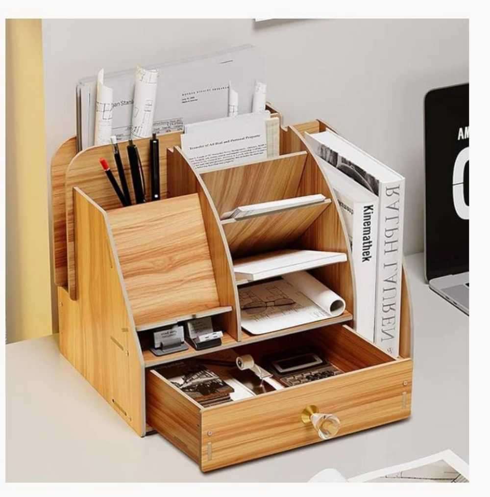 Multi-Functional Wooden Desktop Organiser - Design 8