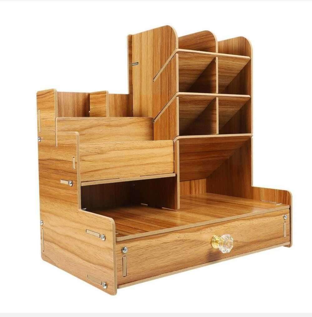 *Eco-friendly Wooden Desktop Organizer with bookshelf