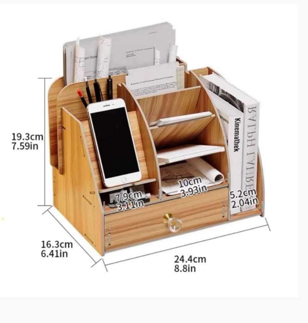 Multi-Functional Wooden Desktop Organiser - Design 8