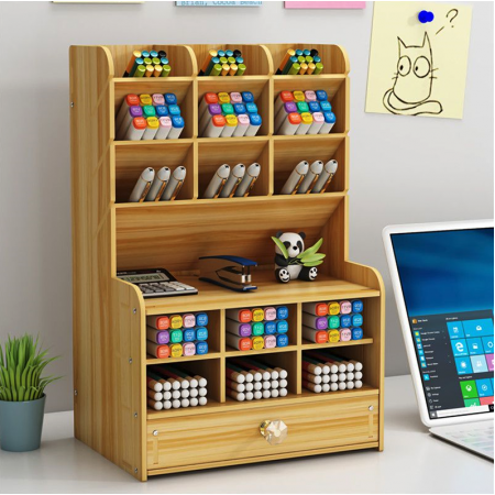 2 X Wooden Desktop Stationery Organizer For Storing Pens, Pencils, Markers, Etc