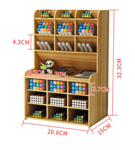 2 X Wooden Desktop Stationery Organizer For Storing Pens, Pencils, Markers, Etc