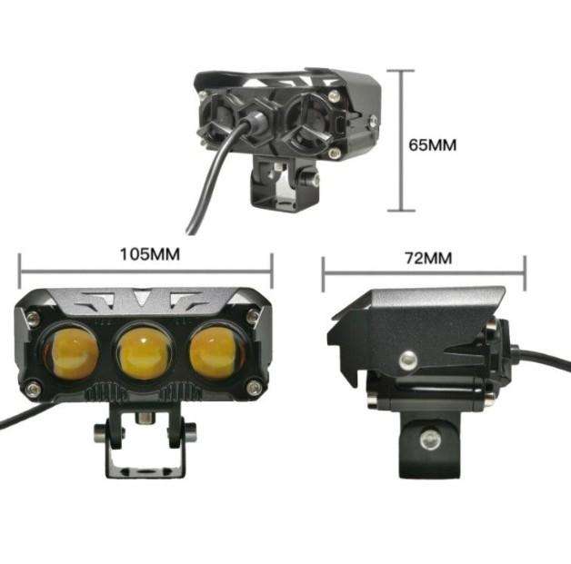 SECONDHAND Motorcycle 30W LED Spotlights High And Low Beams Two-Color Lens