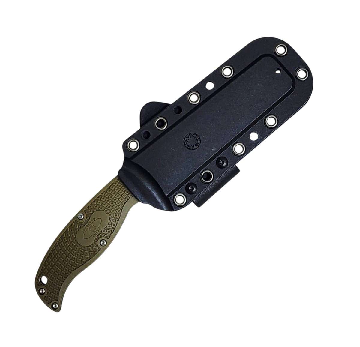 Spyderco-Style Fixed Blade Knife with Tactical Sheath - Tan Textured Handle