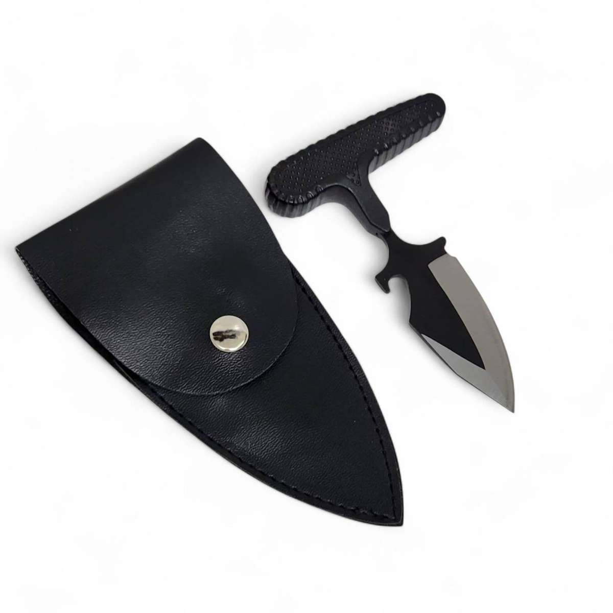 Black Tactical Push Dagger with T-Grip Handle & Pouch