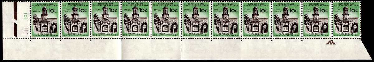 RSA 1961/05 Definitive Issue 10c Cyl. No 101 114 *Wmk CoA 11 stamps