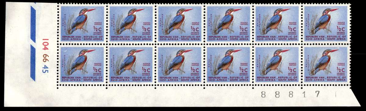 RSA 1963/03 Definitive Issue ½c Cyl. No  104 66 45 * 12 Stamps
