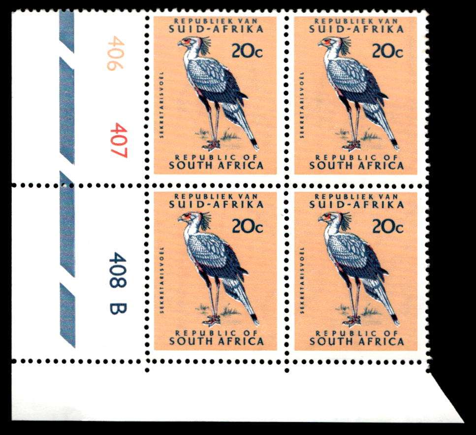 RSA 1971/11 Definitive Issue 20c Cyl. No 406 407 408B