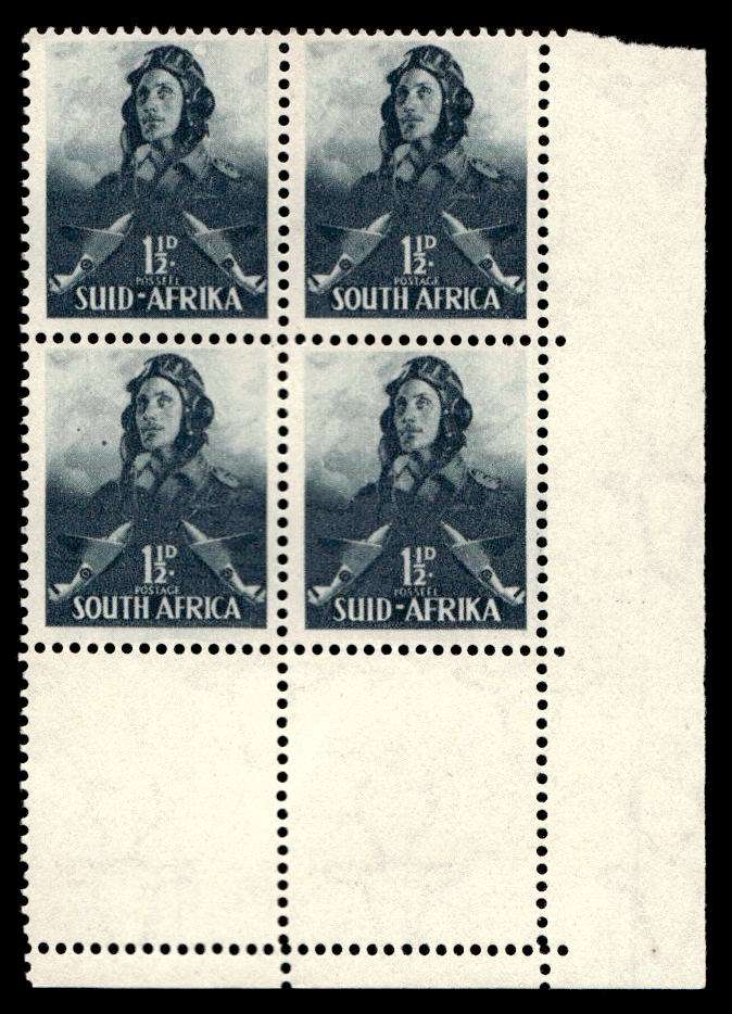 RSA 1942/01/12 South African War Effort Large Format Airman 1½d Wmk MSH