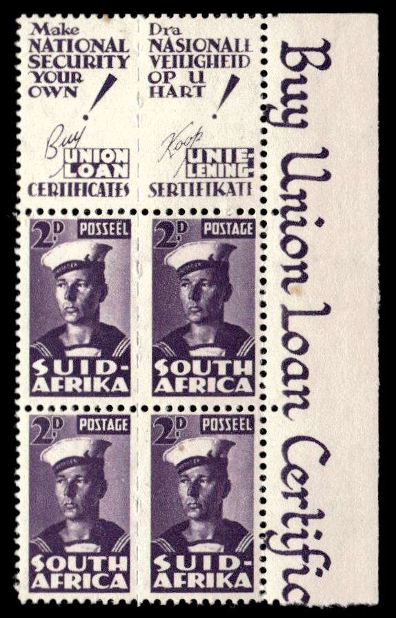 RSA 1943/02 South African War Effort Reduced 2d Sailor Wmk MSH