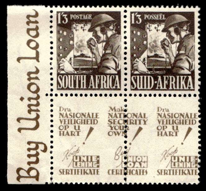 RSA 1943/01/02 South African War Effort 1s 3d Signaler Wmk MSH
