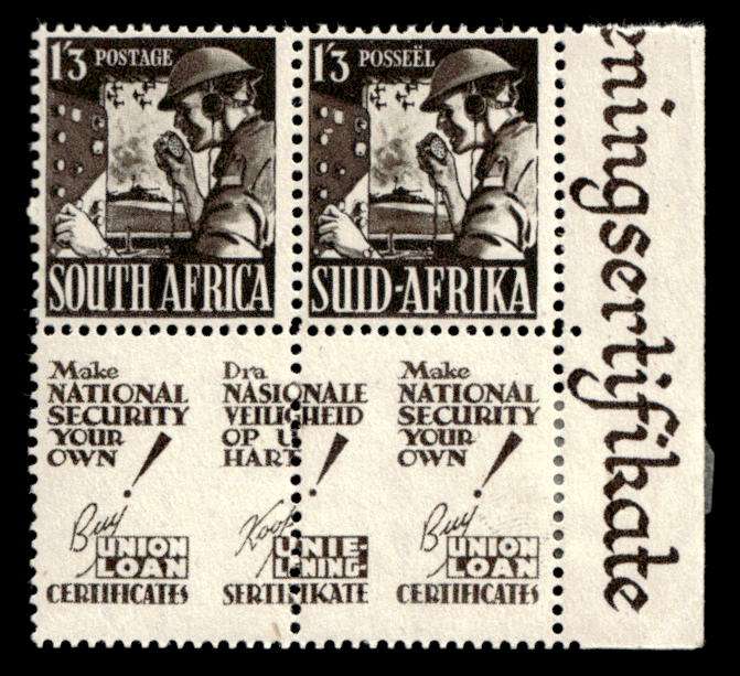 RSA 1943/01/02 South African War Effort 1s 3d Signaler Wmk MSH