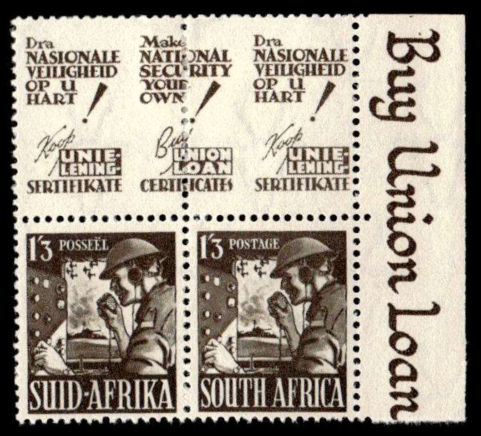 RSA 1943/01/02 South African War Effort 1s 3d Signaler Wmk MSH