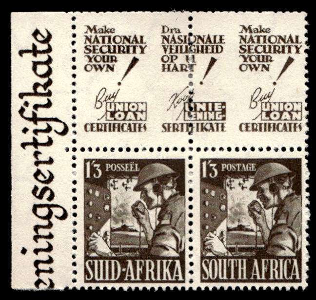 RSA 1943/01/02 South African War Effort 1s 3d Signaler Wmk MSH