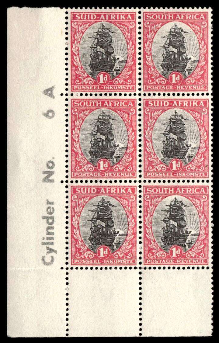 RSA 1950/09/01 Definitive Issue "Suid-Afrika" 1d  Cylinder No 6 A Wmk MSH