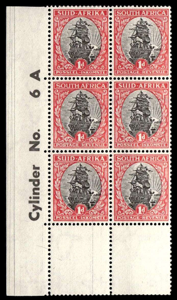 RSA 1950/09/01 Definitive Issue "Suid-Afrika" 1d  Cylinder No 6 A Wmk MSH