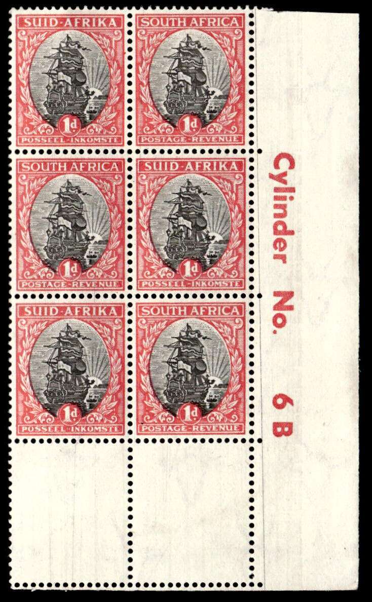 RSA 1950/09/01 Definitive Issue "Suid-Afrika" 1d  Cylinder No 6 B Wmk MSH