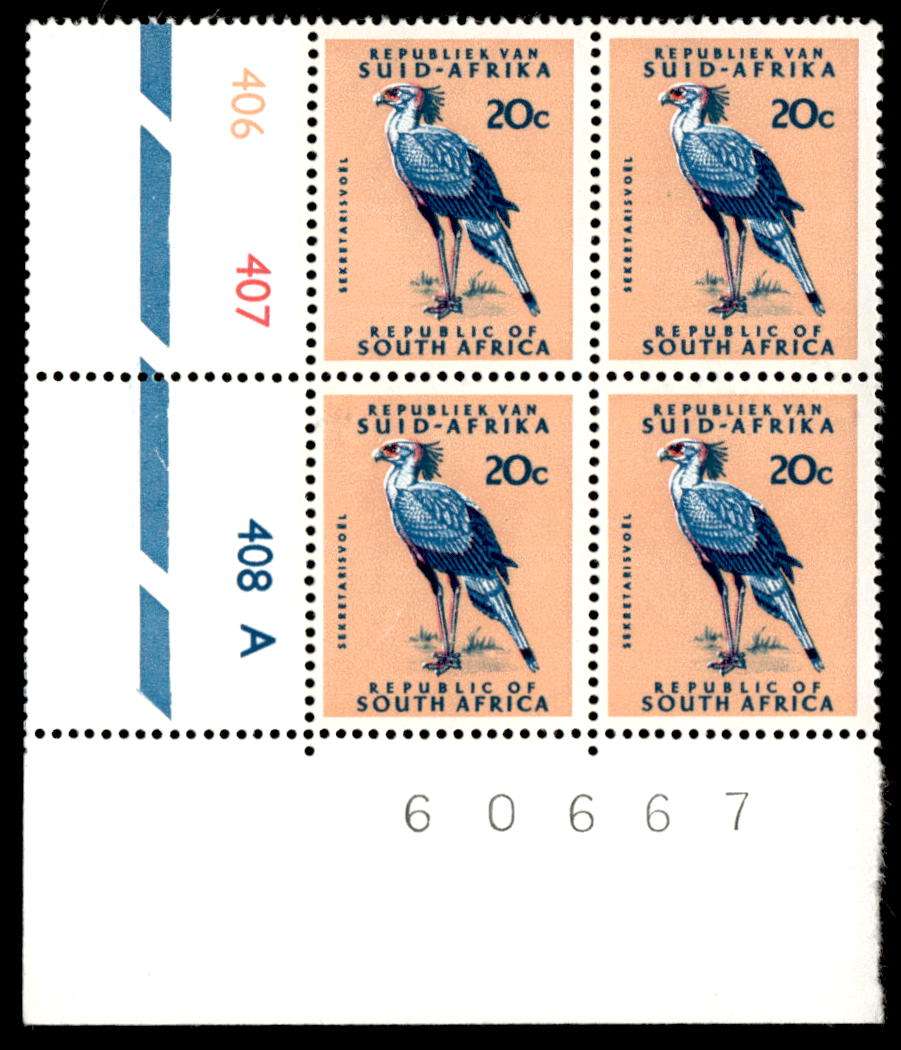 RSA 1971/03 Definitive Issue 20c Cyl. No 403 407 408A