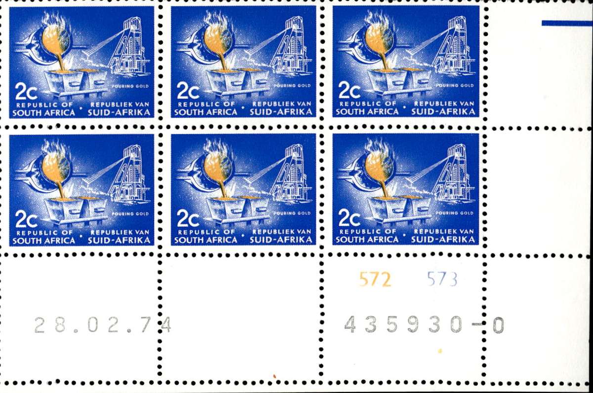 RSA 1974/02/28 Definitive Issue 2c Cyl. No 572 573 No Wmk